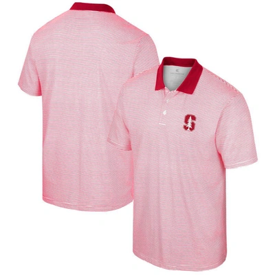 Colosseum Men's  Red Stanford Cardinal Print Stripe Polo Shirt