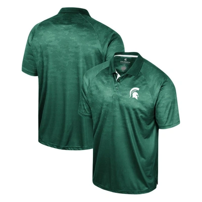 Colosseum Men's  Green Michigan State Spartans Honeycomb Raglan Polo Shirt