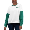 G-III 4HER BY CARL BANKS G-III 4HER BY CARL BANKS WHITE NEW YORK JETS A-GAME PULLOVER SWEATSHIRT