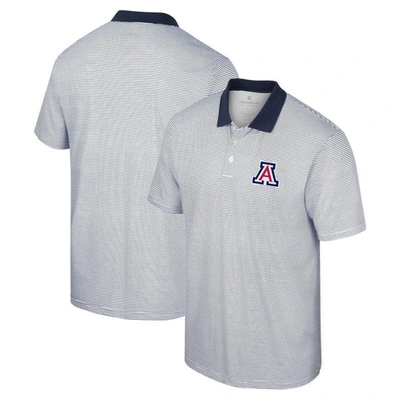 Colosseum Men's  White, Navy Arizona Wildcats Print Stripe Polo Shirt In White,navy