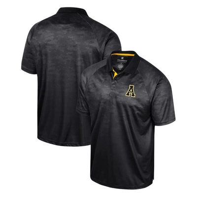 Colosseum Men's  Black Appalachian State Mountaineers Honeycomb Raglan Polo Shirt