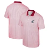 Colosseum Men's  White, Crimson Washington State Cougars Print Stripe Polo Shirt In White