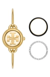 Tory Burch The Miller Gold Tone Stainless Steel Watch And Interchangeable Topring Set In Gold