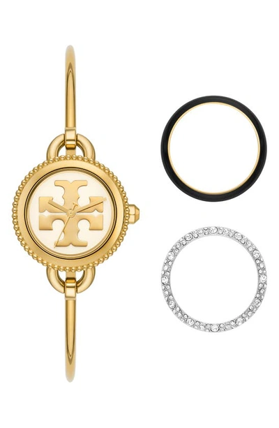 Tory Burch The Miller Gold Tone Stainless Steel Watch And Interchangeable Topring Set