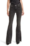 Frame Pixie Le High Flare Side Slit Jeans Obsidian Clean 32 In Obsidian Clean