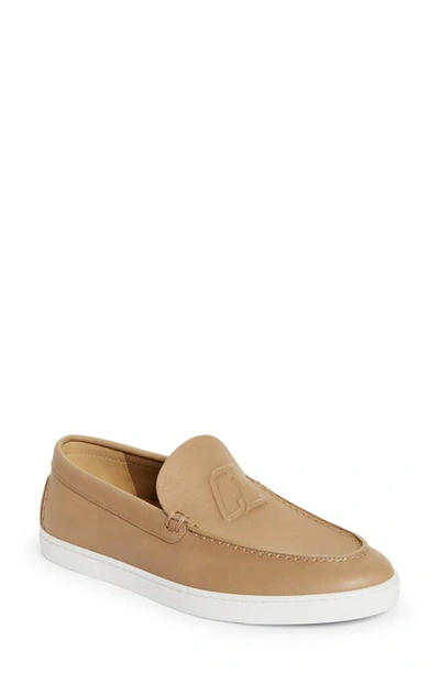 Christian Louboutin Varsiboat Leather Loafers In Beige