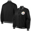 JH DESIGN JH DESIGN BLACK PITTSBURGH STEELERS PLUS SIZE POLY TWILL FULL-SNAP JACKET