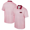 Colosseum Men's  White, Cardinal Arkansas Razorbacks Print Stripe Polo Shirt In White