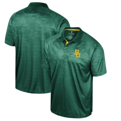 Colosseum Men's  Green Baylor Bears Honeycomb Raglan Polo Shirt