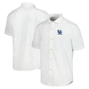 TOMMY BAHAMA TOMMY BAHAMA WHITE KENTUCKY WILDCATS COCONUT POINT PALM VISTA ISLANDZONE CAMP BUTTON-UP SHIRT