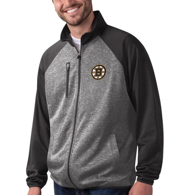 G-iii Sports By Carl Banks Men's  Black Boston Bruins Runners Raglan Full-zip Track Jacket