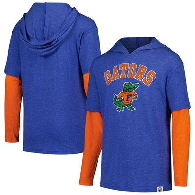 Wes & Willy Kids' Big Boys  Royal Distressed Florida Gators 2-in-1 Tri-blend Long Sleeve Hoodie T-shirt
