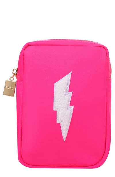 Bloc Bags Mini Lightening Bolt Cosmetics Bag In Hot Pink