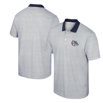 Colosseum Men's  White, Navy Gonzaga Bulldogs Print Stripe Polo Shirt In White,navy