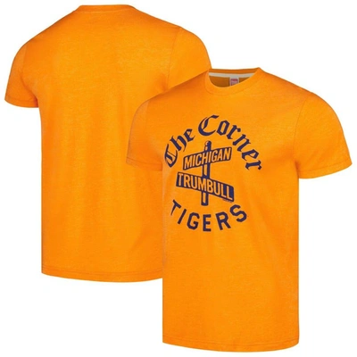 Homage Men's  Orange Detroit Tigers Doddle Collection The Corner Tri-blend T-shirt