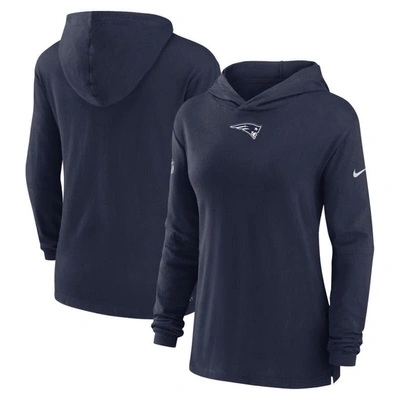 Nike Women's Dri-fit Sideline (nfl New England Patriots) Long-sleeve Hooded Top In Blue