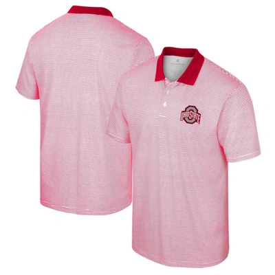 Colosseum Men's  White, Scarlet Ohio State Buckeyes Print Stripe Polo Shirt In White,scarlet