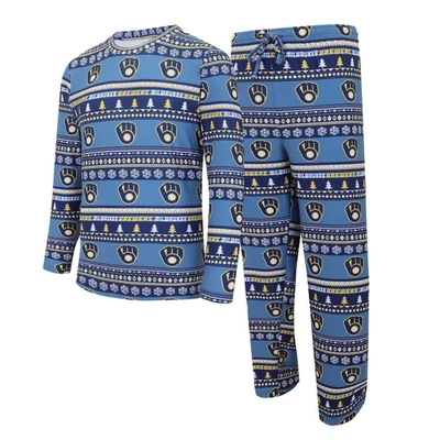 CONCEPTS SPORT CONCEPTS SPORT NAVY MILWAUKEE BREWERS KNIT UGLY SWEATER LONG SLEEVE TOP & PANTS SET