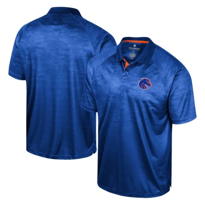 Colosseum Men's  Royal Boise State Broncos Honeycomb Raglan Polo Shirt