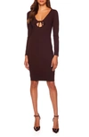 SUSANA MONACO TIE CUTOUT LONG SLEEVE DRESS