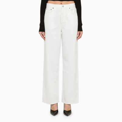 Agolde Cropped Denim Jeans In White