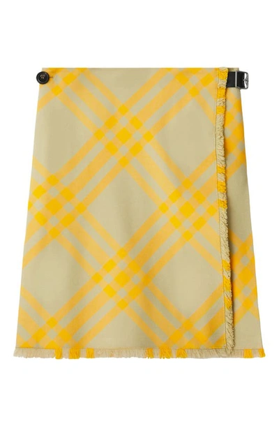 Burberry Check A-line Kilt Skirt In Green