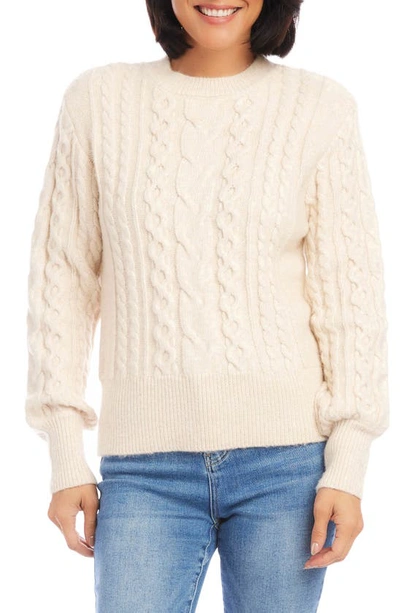Karen Kane Cable Knit Sweater In Cream