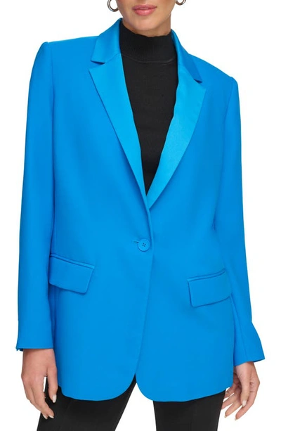 Dkny Women's Frosted Twill One-button Long-sleeve Jacket In Electric Blue