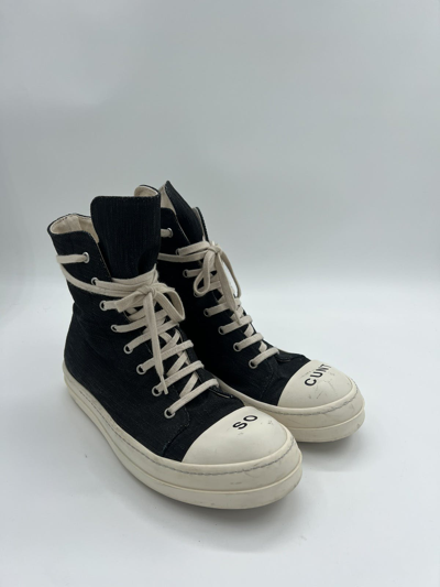Pre-owned Rick Owens Ramones High Top So Cunt Shoes In Black Pre-owned Rick Owens Ramones High Top So Cunt Shoes In Black