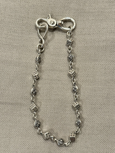 Pre-owned Chrome Hearts Dice And Cross Ball Wallet Chain In Silver