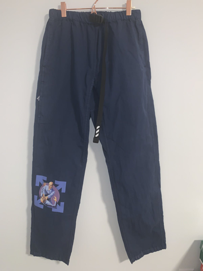 Pre-owned Off-white Straight Leg Parachute Pants In Blue