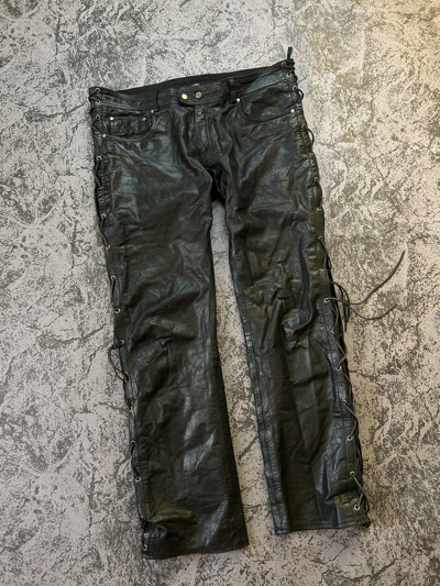 Pre-owned Avant Garde X Genuine Leather Vintage Avant Garde Leather Pants Style Balenciaga Cowboys In Black