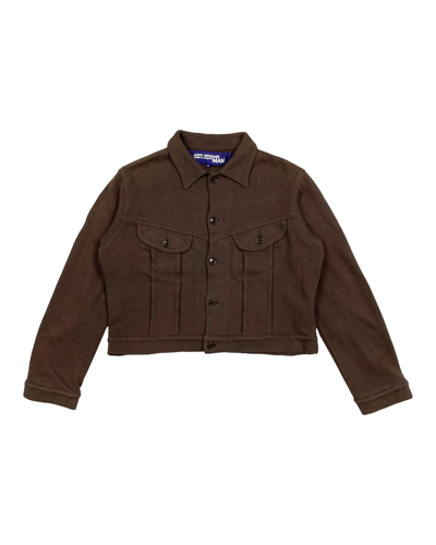 Pre-owned Comme Des Garcons X Comme Des Garcons Homme Plus 03 Knit Cropped Trucker Jacket In Brown