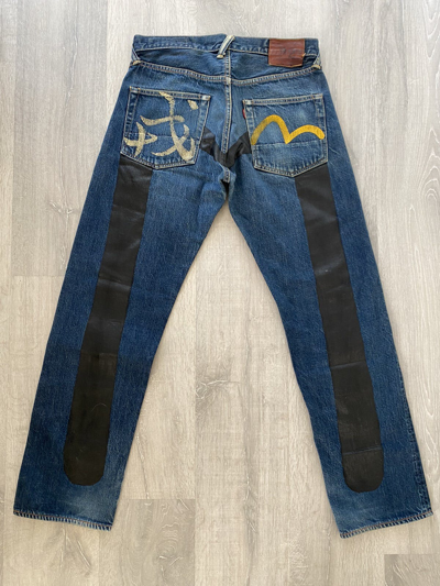 Pre-owned Evisu X Vintage Evisu Vintage Daicock Jeans Black Big Logo Selvedge Custom In Navy