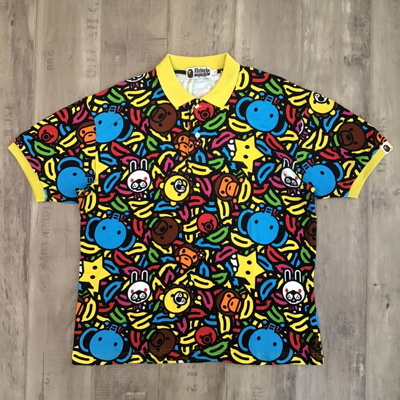 Pre-owned Bape Milo Animal Safari Polo Shirt A Bathing Ape Nigo In Yellow