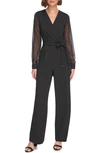Tommy Hilfiger Women's Long-chiffon-sleeve Scuba Crepe Jumpsuit In Black