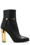 Fendi Delfina High Leather Ankle Boots In Nero