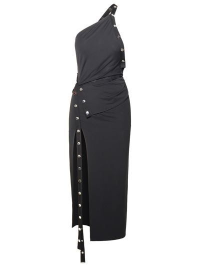 ATTICO THE ATTICO BLACK ACETATE BLEND MIDI DRESS WOMEN