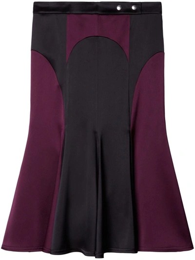 Off-white Pleated Satin Midi Skirt In Black Burgundy