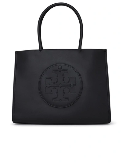 Tory Burch Black Tote With Circular Logo And Functional Design