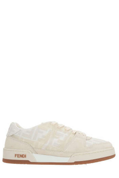 Fendi Match - White Suede Low Tops In Grey