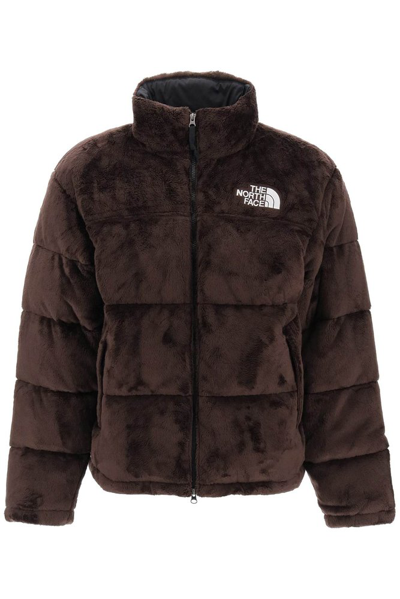 The North Face Logo Patch Teddy Padded Jacket In Brown