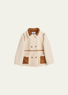 Stand Studio Kids' Chloe Double Breasted Faux Shearling Jacket In Off-whitetan