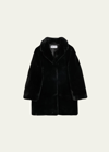 Stand Studio Kids Black Camille Faux-fur Coat In Black