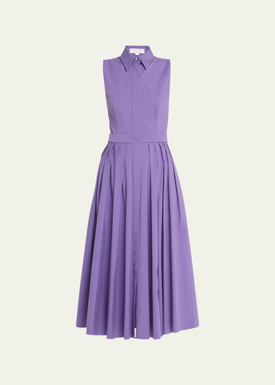 Michael Kors Button-front Poplin Shirtdress In Violet
