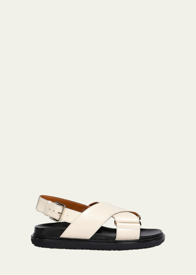 MARNI FUSSBET LEATHER CRISSCROSS SANDALS