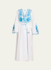 Melissa Odabash Romilly Printed Caftan Coverup In White/blue