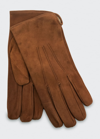 Bergdorf Goodman Men's Cashmere-lined Suede Gloves In Bark/bark