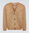 Miu Miu Logo Wool-blend Cardigan In Beige