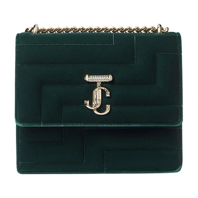 Jimmy Choo Velvet Avenue Quad Shoulder Bag In Dark_green_light_gold